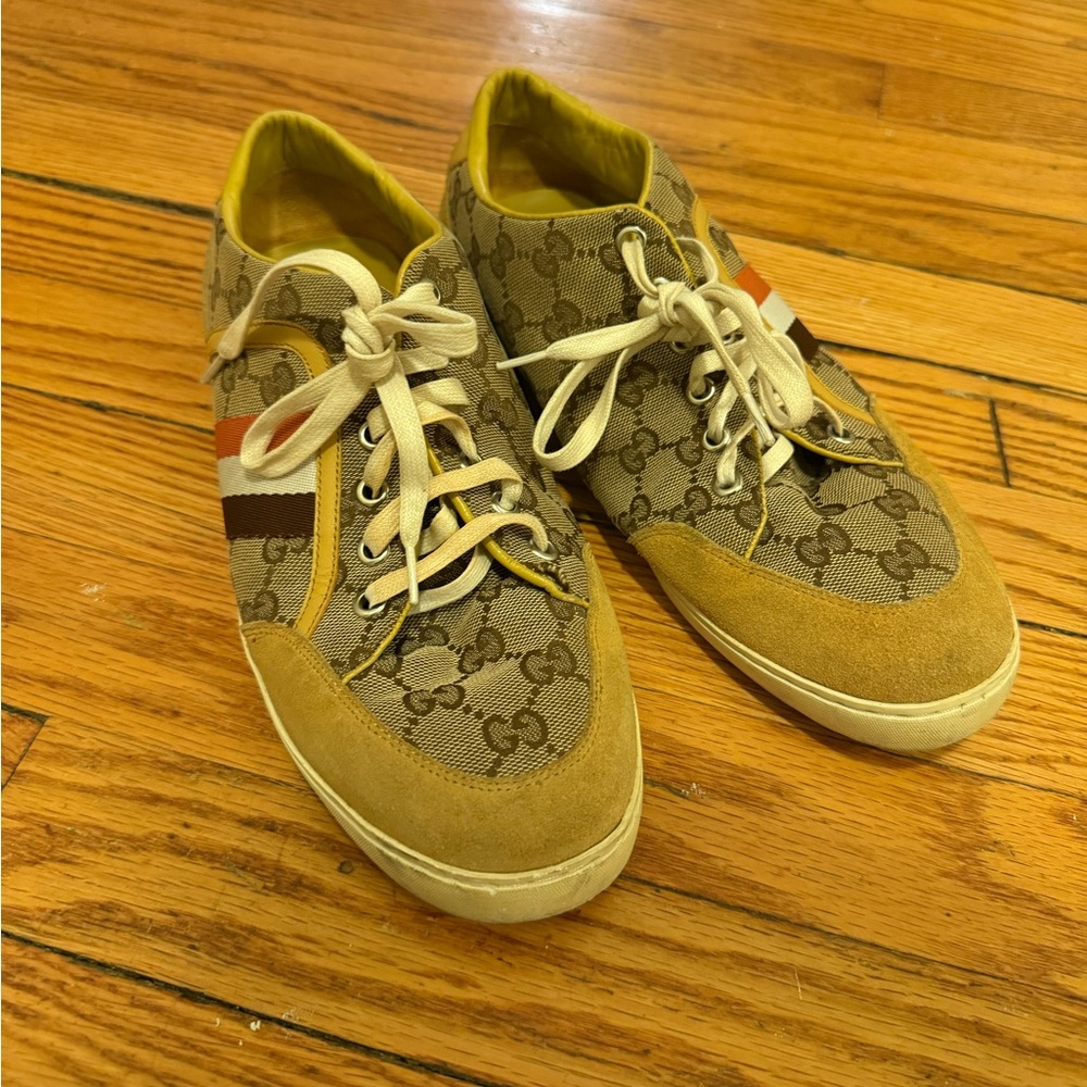 Well Loved Gucci Stripe Monogram Sneakers